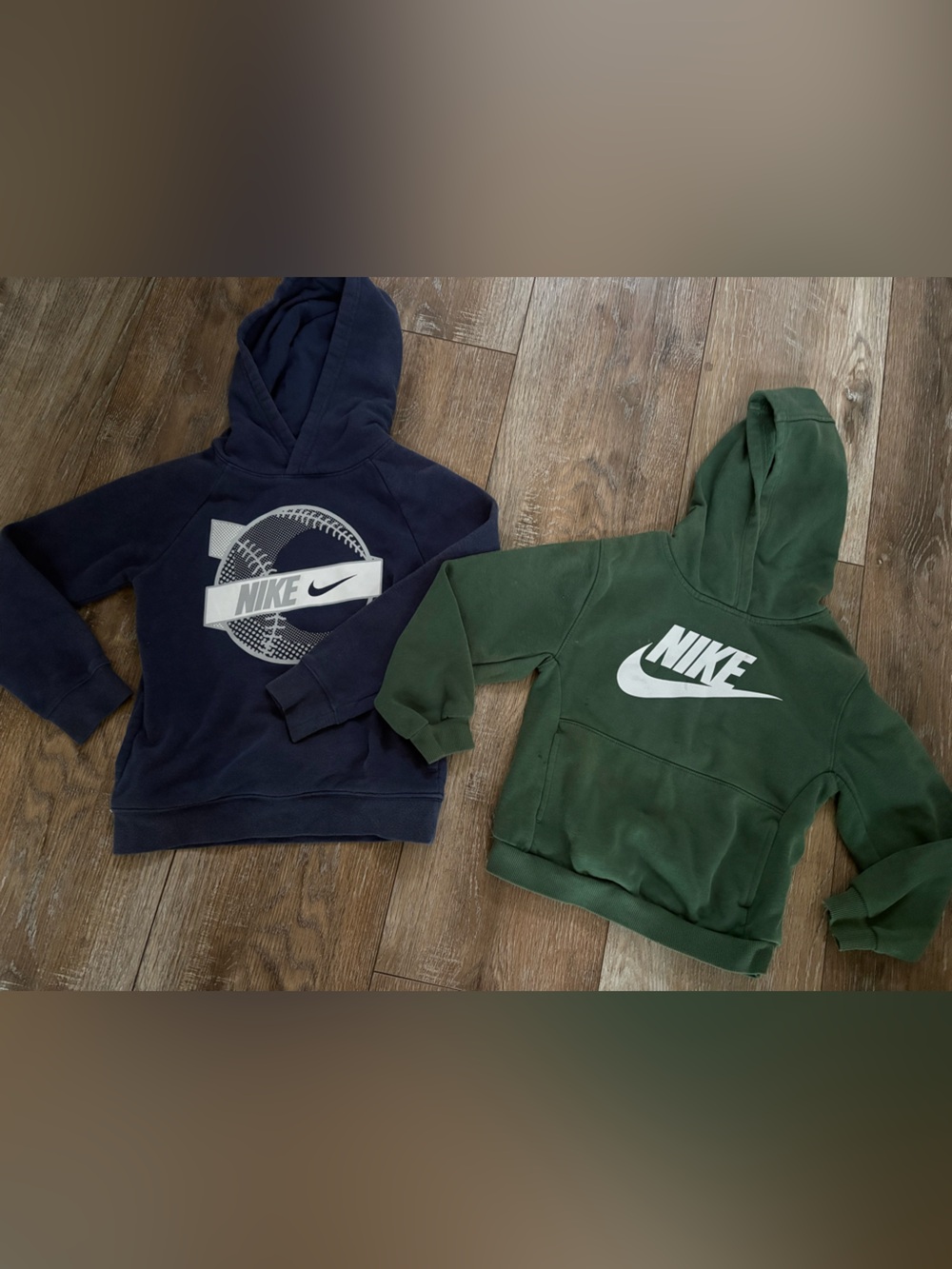 Nike Navy & Forest Green Kids Hoodies with White Swoosh